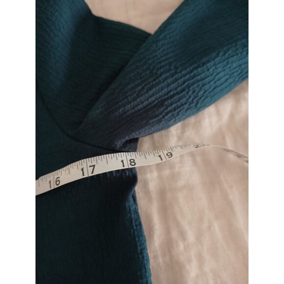 Ann Taylor Blue Green Long-Sleeve Blouse Sz Small Bell-Sleeve Career Business - Picture 4 of 7